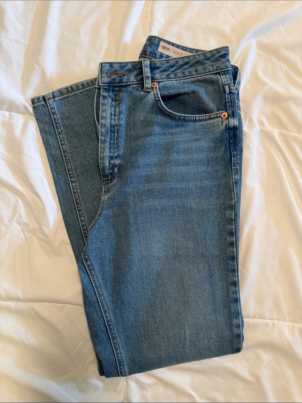 Classic Straight Leg Women's Jeans in Medium Blue by ASOS